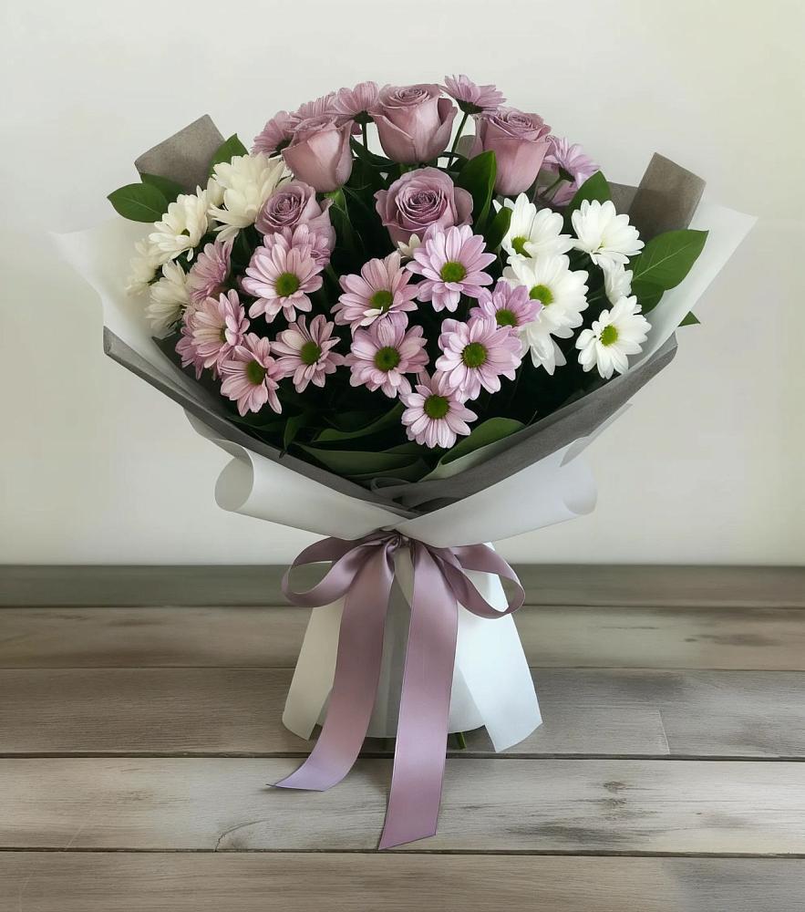 Букет цветов из: Хризантемы и Розы в Коммунаре