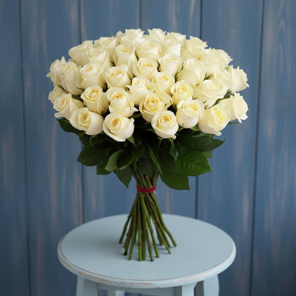 Букет 51 Белая роза Эдлесс Лав в Коммунаре