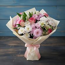 Букет цветов из:  Хризантемы, Альстромерии и Розы в Коммунаре