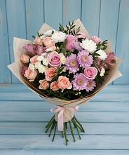 Букет цветов из:  Хризантемы, Розы и Альстромерии #REPLACE_PRED# Коммунаре