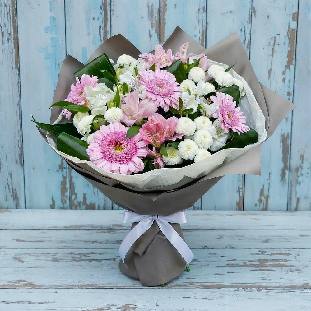Букет цветов из: Герберы, Альстромерии и Хризантемы в Коммунаре