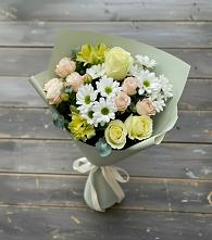 Букет цветов из:  Альстромерии, Розы и Хризантемы в Коммунаре