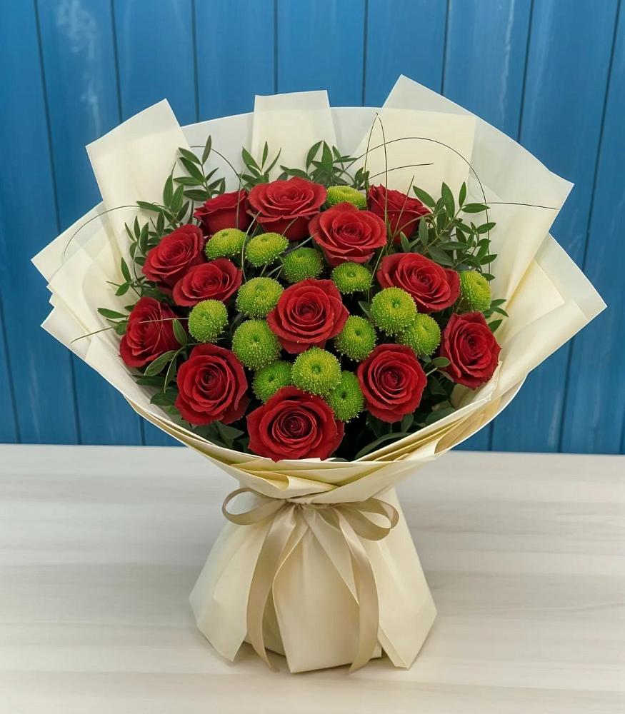 Букет цветов из: Розы и Хризантемы в Коммунаре