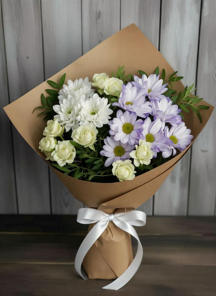 Букет цветов из: Хризантемы и Розы в Коммунаре