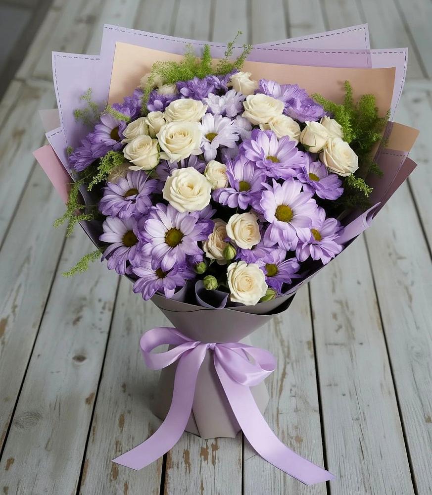 Букет цветов из: Хризантемы и Розы в Коммунаре